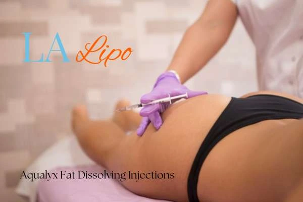 Woman having fat dissolving injections Edmonton on thighs