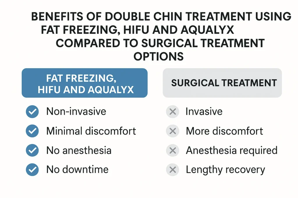Graphic about the benefits of double chin treatment Edmonton - from LA LIPO