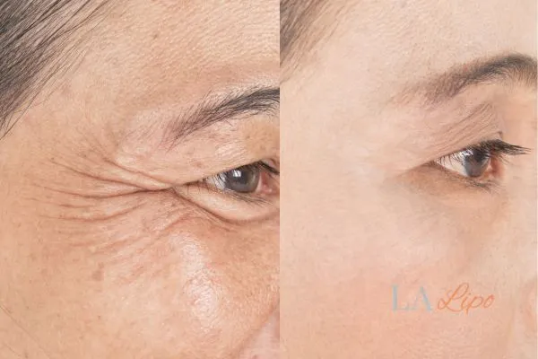 Before and after results of woman - HI-fu wrinkles reduction treatment Edmonton